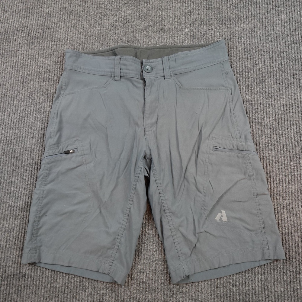 Eddie Bauer Shorts Mens 33 Gray Stretch Hiking Microfiber 10 Inseam Zip Pockets